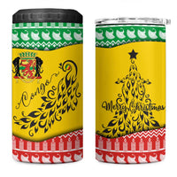 Congo Christmas 4 in 1 Can Cooler Tumbler with Tribal Tree Design Coat of Arms and Animal Pattern - Wonder Print Shop