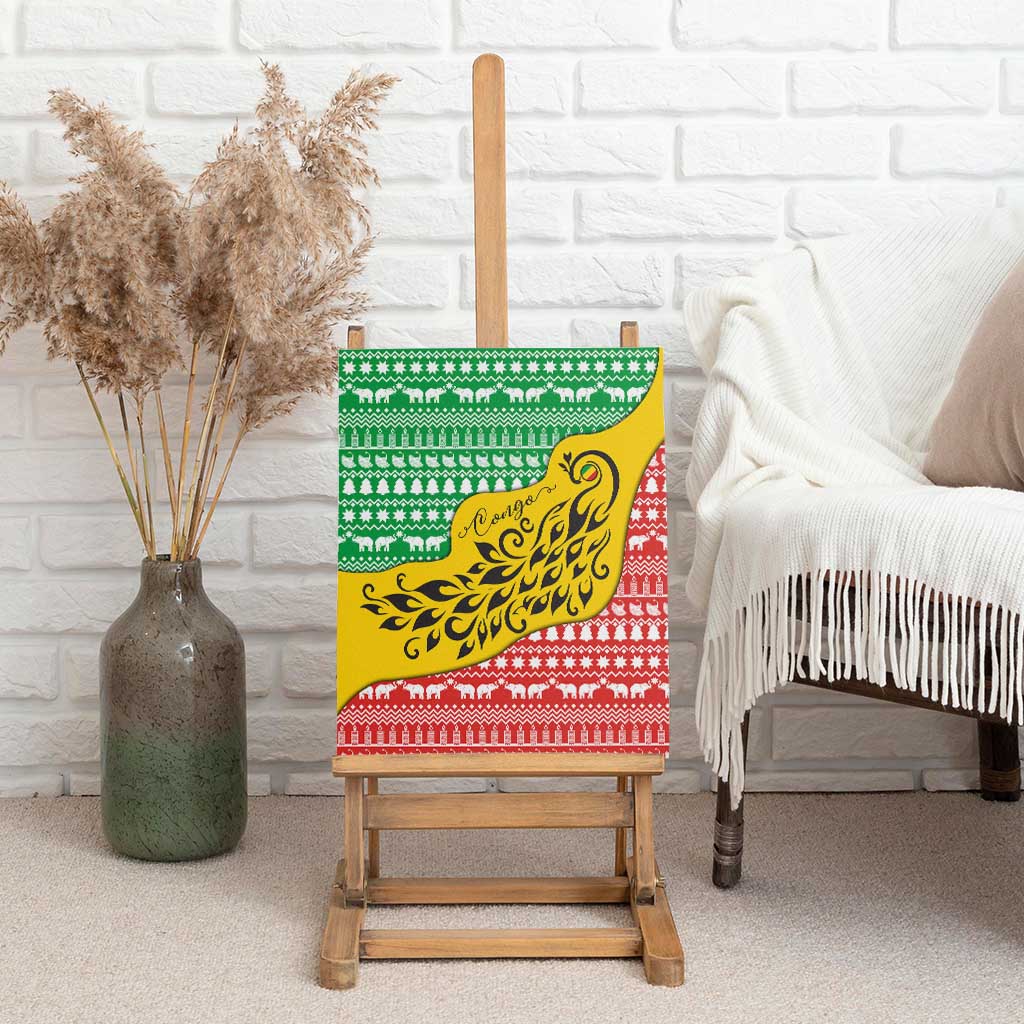 Congo Christmas Canvas Wall Art with Tribal Tree Design Coat of Arms and Animal Pattern - Wonder Print Shop