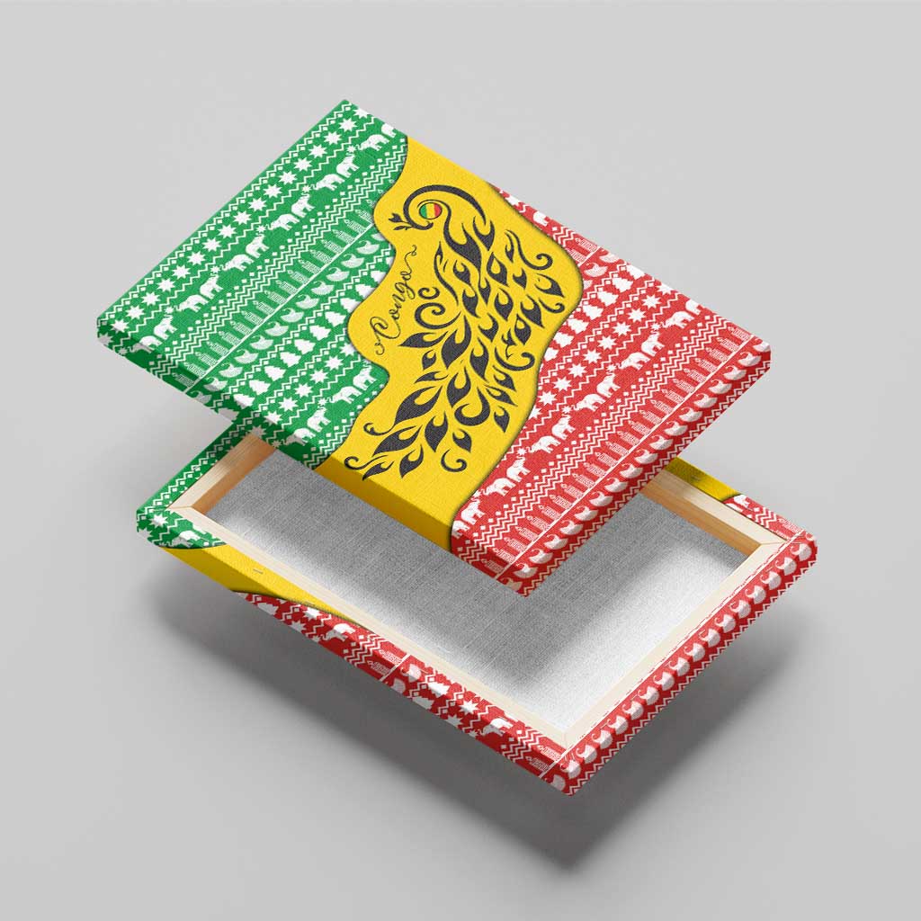 Congo Christmas Canvas Wall Art with Tribal Tree Design Coat of Arms and Animal Pattern - Wonder Print Shop