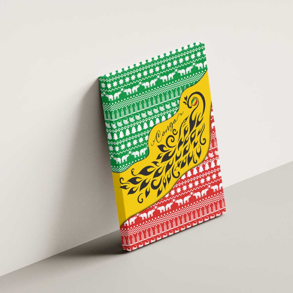 Congo Christmas Canvas Wall Art with Tribal Tree Design Coat of Arms and Animal Pattern - Wonder Print Shop