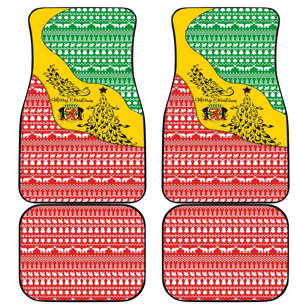 Congo Christmas Car Mats with Tribal Tree Design Coat of Arms and Animal Pattern - Wonder Print Shop