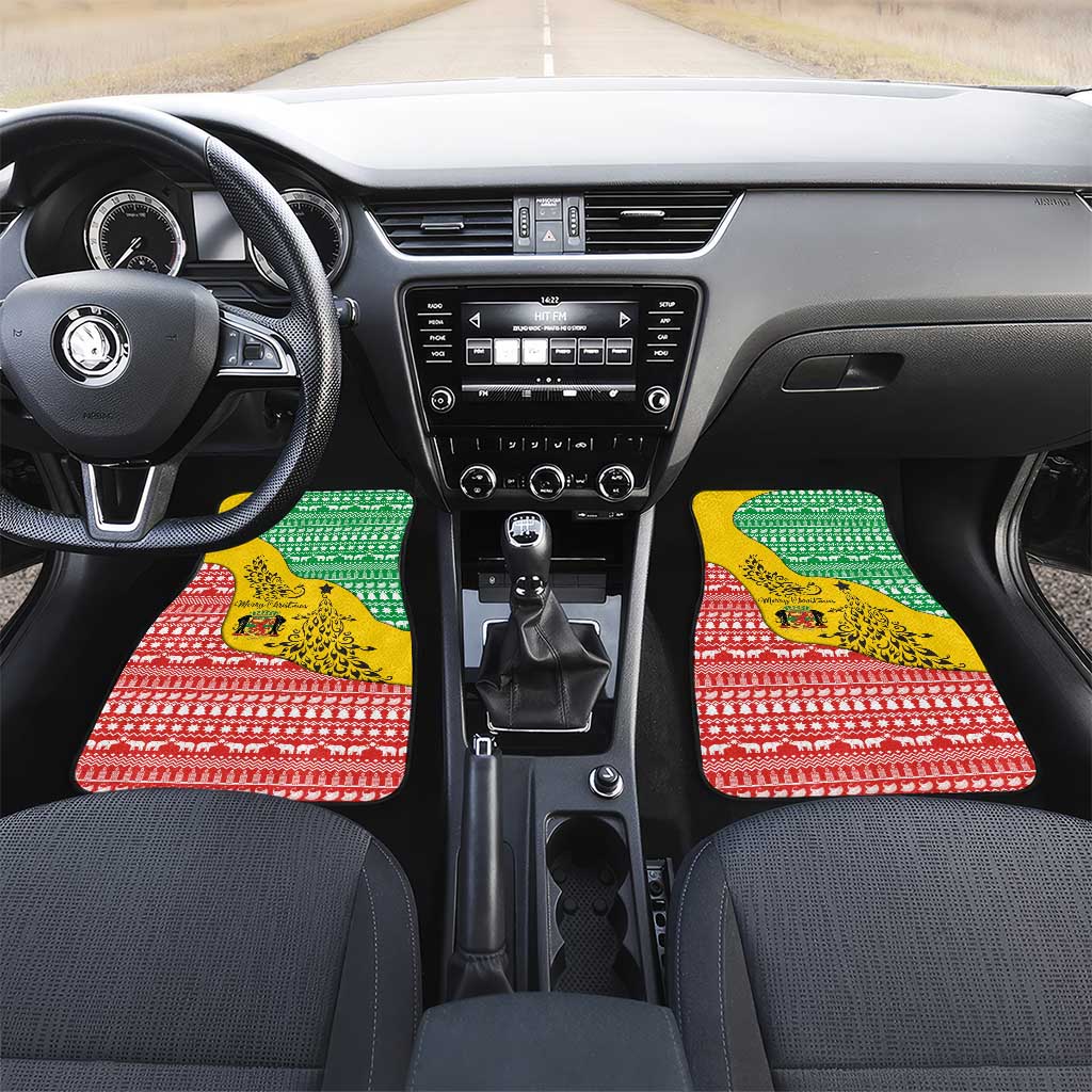 Congo Christmas Car Mats with Tribal Tree Design Coat of Arms and Animal Pattern - Wonder Print Shop