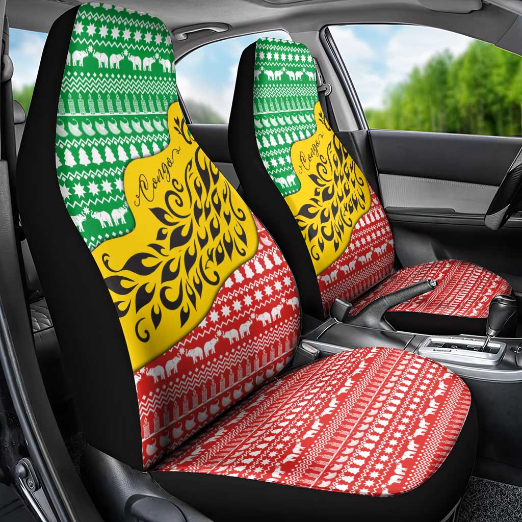 Congo Christmas Car Seat Cover with Tribal Tree Design Coat of Arms and Animal Pattern - Wonder Print Shop