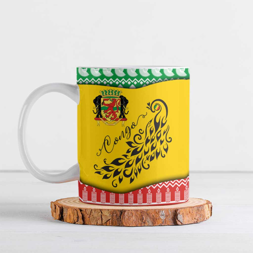 Congo Christmas Ceramic Mug with Tribal Tree Design Coat of Arms and Animal Pattern - Wonder Print Shop