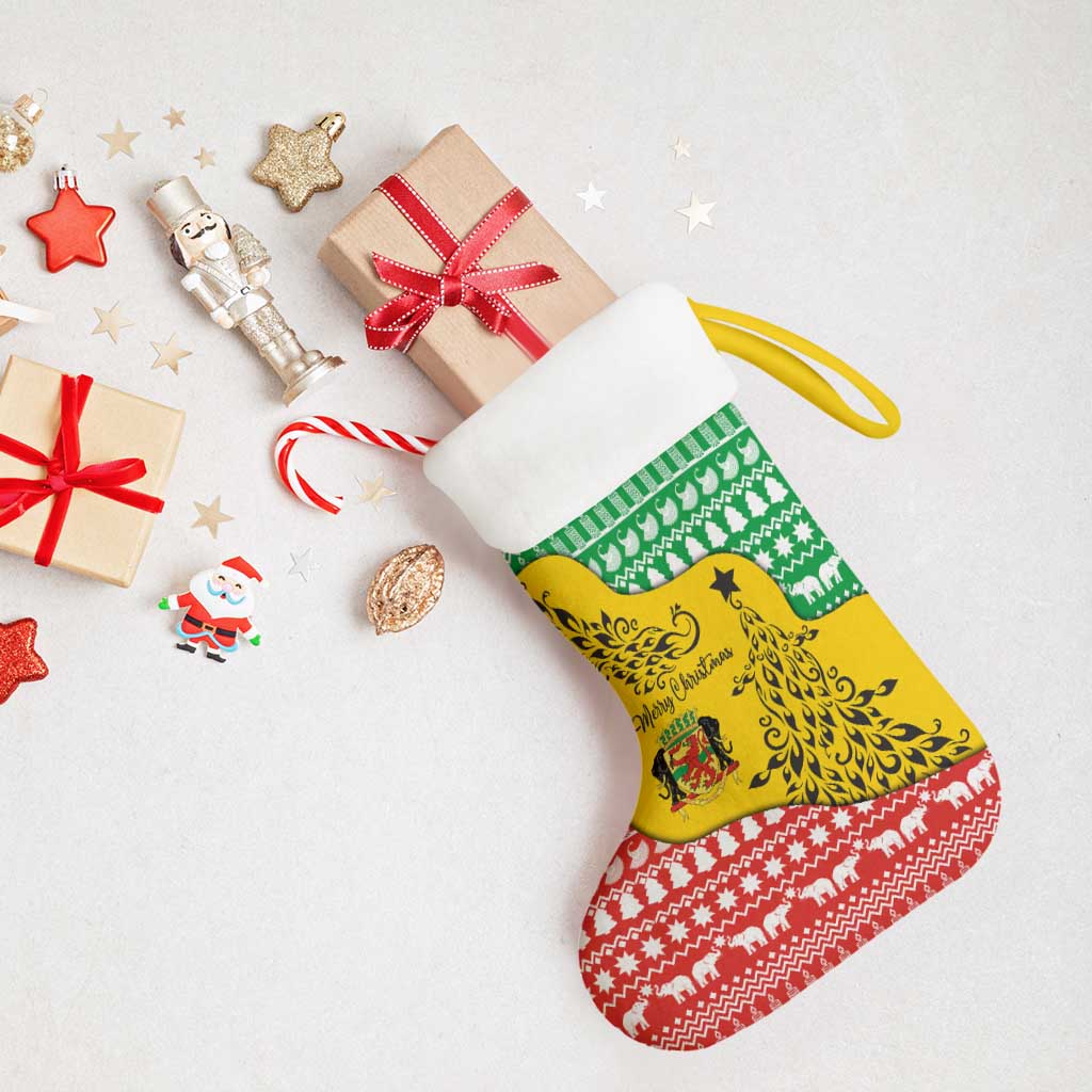 Congo Christmas Stocking with Tribal Tree Design Coat of Arms and Animal Pattern - Wonder Print Shop