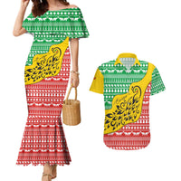 Congo Christmas Couples Matching Mermaid Dress and Hawaiian Shirt with Tribal Tree Design Coat of Arms and Animal Pattern - Wonder Print Shop