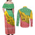 Congo Christmas Couples Matching Off Shoulder Maxi Dress and Long Sleeve Button Shirt with Tribal Tree Design Coat of Arms and Animal Pattern - Wonder Print Shop