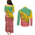 Congo Christmas Couples Matching Puletasi and Long Sleeve Button Shirt with Tribal Tree Design Coat of Arms and Animal Pattern - Wonder Print Shop