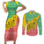 Congo Christmas Couples Matching Short Sleeve Bodycon Dress and Long Sleeve Button Shirt with Tribal Tree Design Coat of Arms and Animal Pattern - Wonder Print Shop