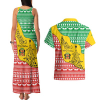 Congo Christmas Couples Matching Tank Maxi Dress and Hawaiian Shirt with Tribal Tree Design Coat of Arms and Animal Pattern - Wonder Print Shop