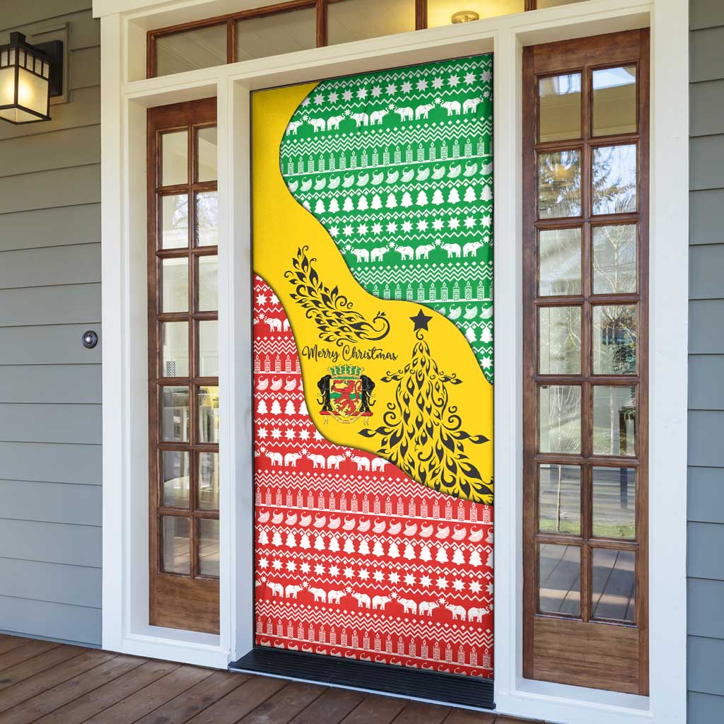 Congo Christmas Door Cover with Tribal Tree Design Coat of Arms and Animal Pattern - Wonder Print Shop