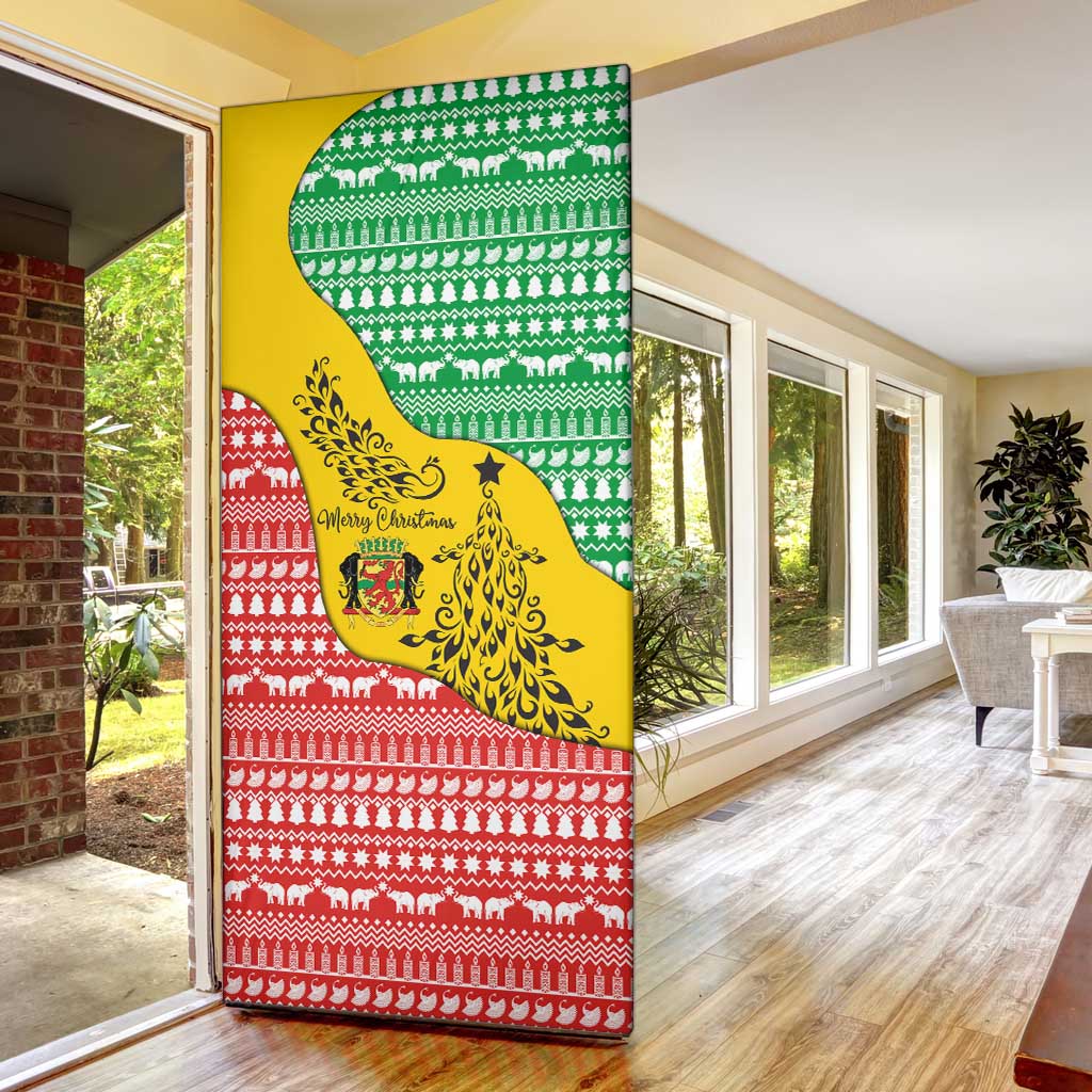 Congo Christmas Door Cover with Tribal Tree Design Coat of Arms and Animal Pattern - Wonder Print Shop