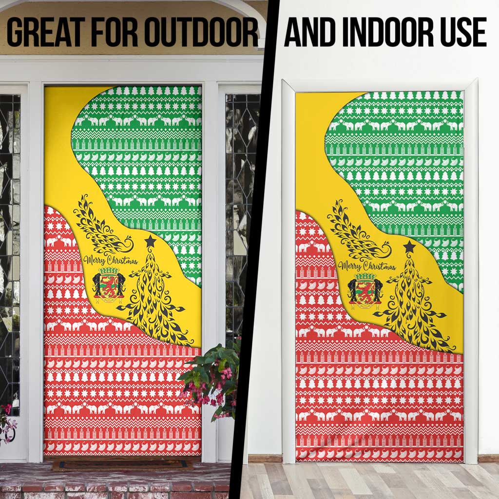 Congo Christmas Door Cover with Tribal Tree Design Coat of Arms and Animal Pattern - Wonder Print Shop