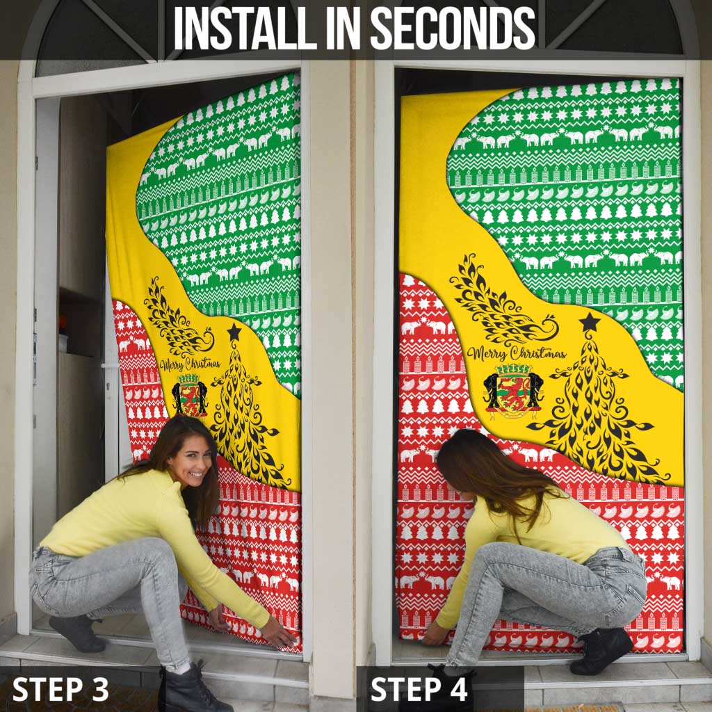 Congo Christmas Door Cover with Tribal Tree Design Coat of Arms and Animal Pattern - Wonder Print Shop