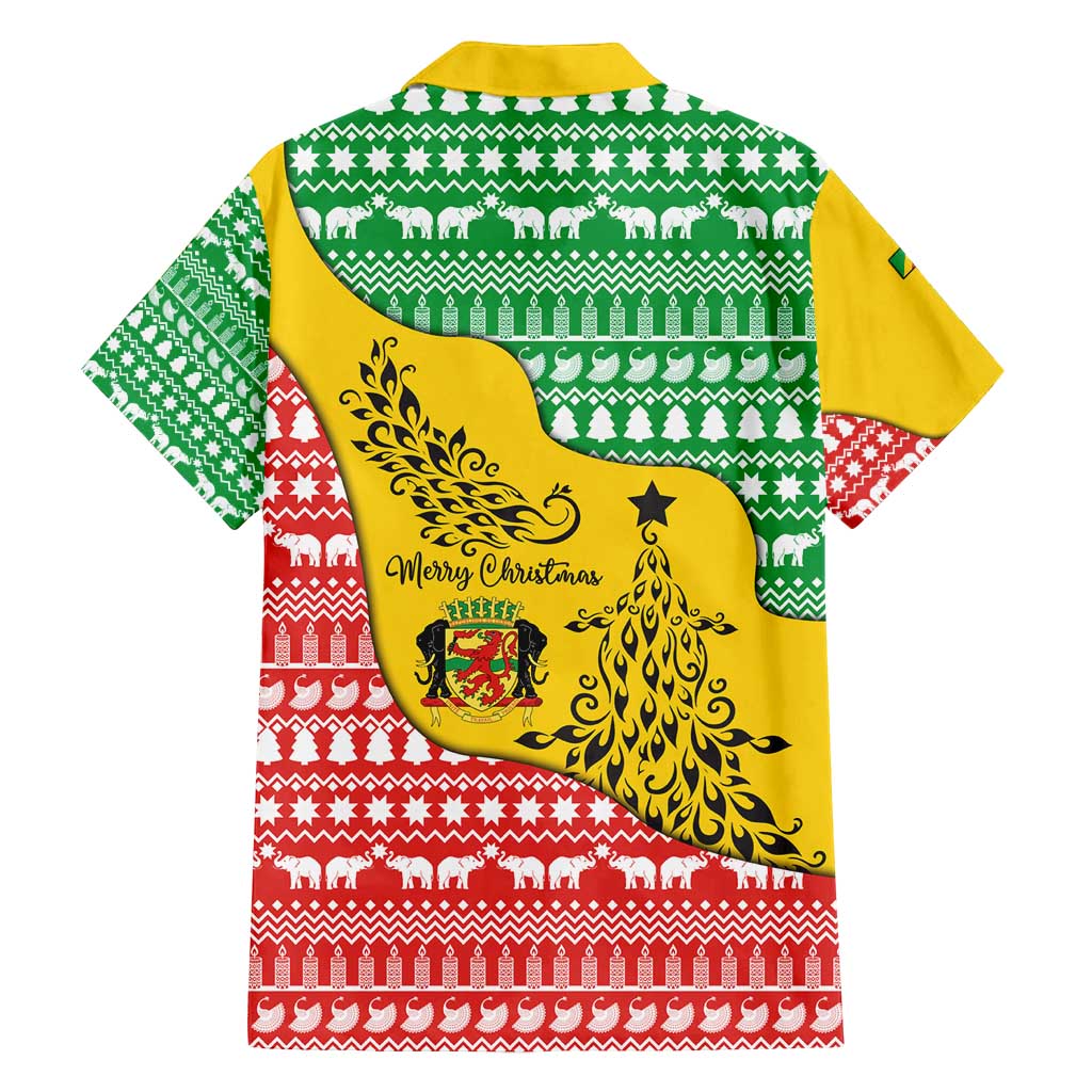 Congo Christmas Family Matching Long Sleeve Bodycon Dress and Hawaiian Shirt with Tribal Tree Design Coat of Arms and Animal Pattern - Wonder Print Shop