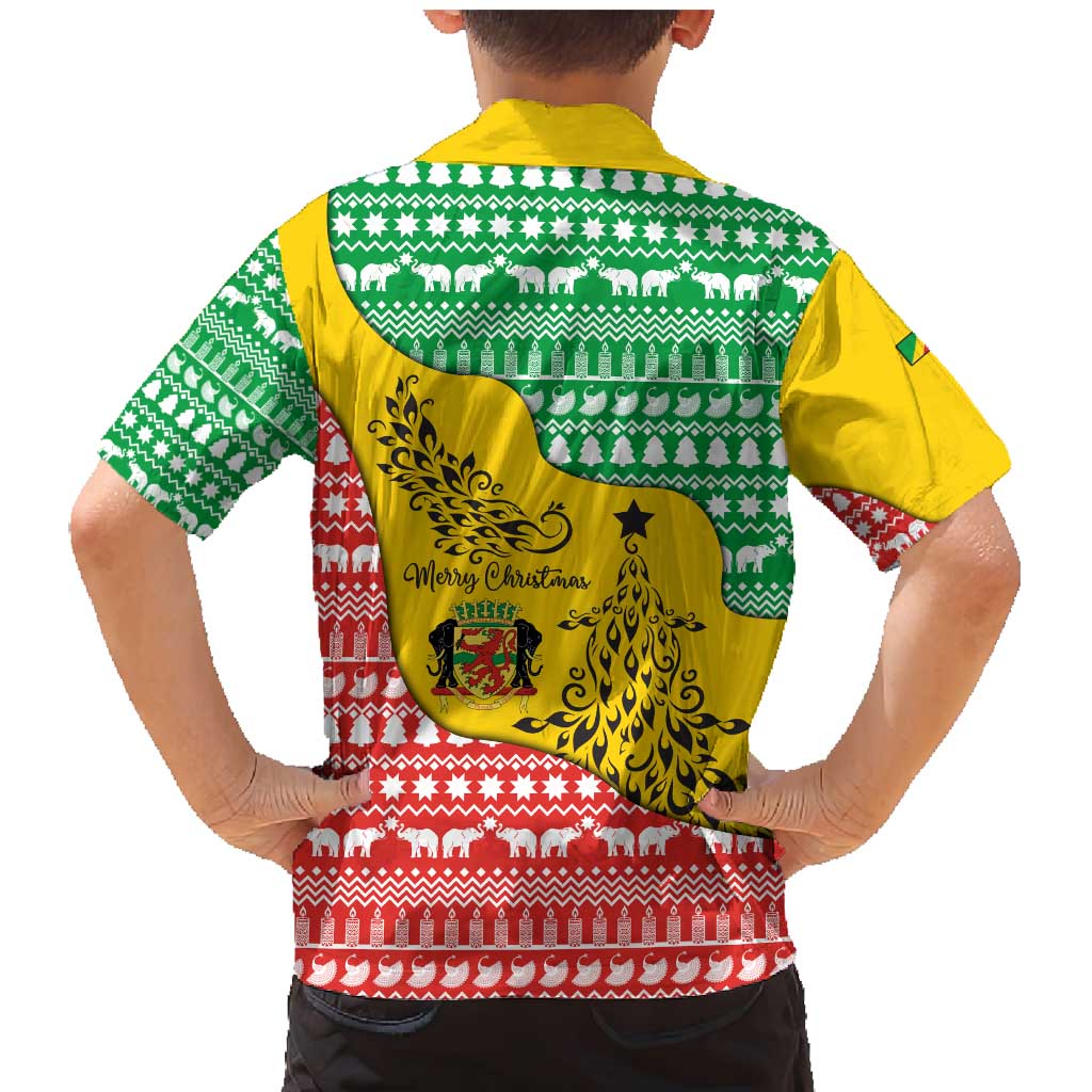 Congo Christmas Family Matching Mermaid Dress and Hawaiian Shirt with Tribal Tree Design Coat of Arms and Animal Pattern - Wonder Print Shop