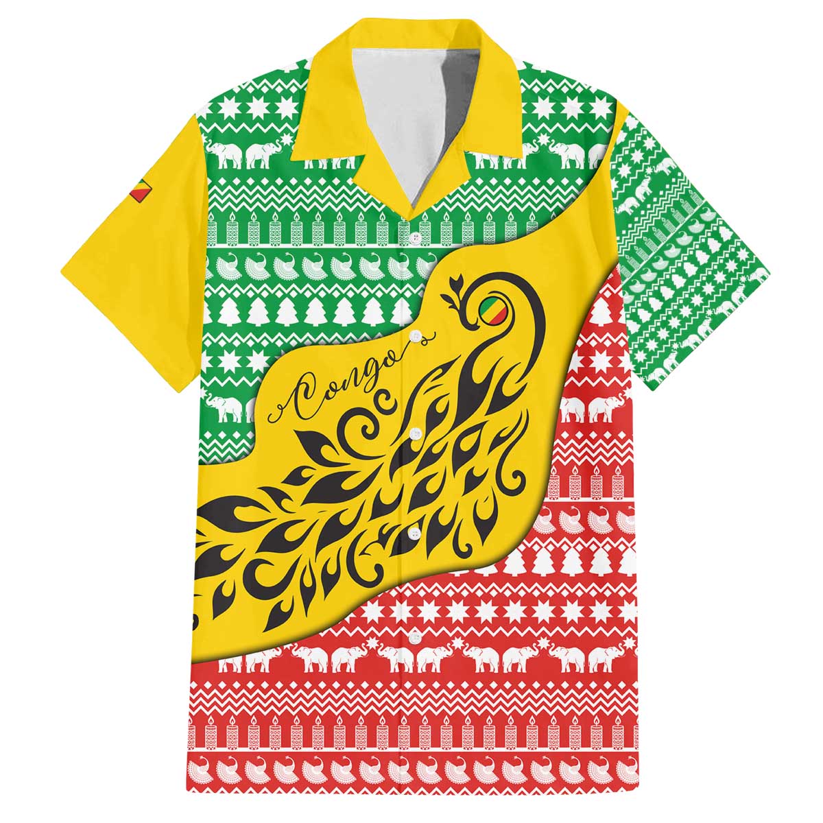 Congo Christmas Family Matching Off The Shoulder Long Sleeve Dress and Hawaiian Shirt with Tribal Tree Design Coat of Arms and Animal Pattern - Wonder Print Shop