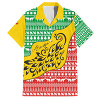 Congo Christmas Family Matching Off The Shoulder Long Sleeve Dress and Hawaiian Shirt with Tribal Tree Design Coat of Arms and Animal Pattern - Wonder Print Shop