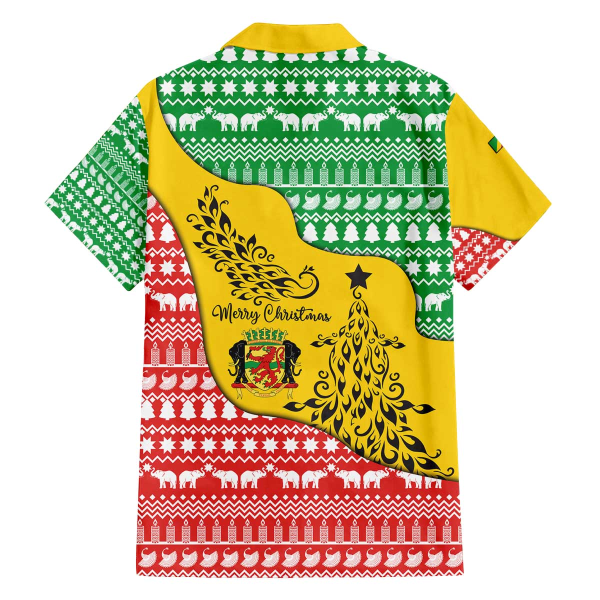 Congo Christmas Family Matching Off The Shoulder Long Sleeve Dress and Hawaiian Shirt with Tribal Tree Design Coat of Arms and Animal Pattern - Wonder Print Shop