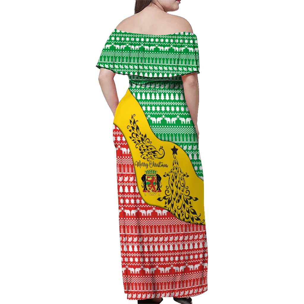 Congo Christmas Family Matching Off Shoulder Maxi Dress and Hawaiian Shirt with Tribal Tree Design Coat of Arms and Animal Pattern - Wonder Print Shop