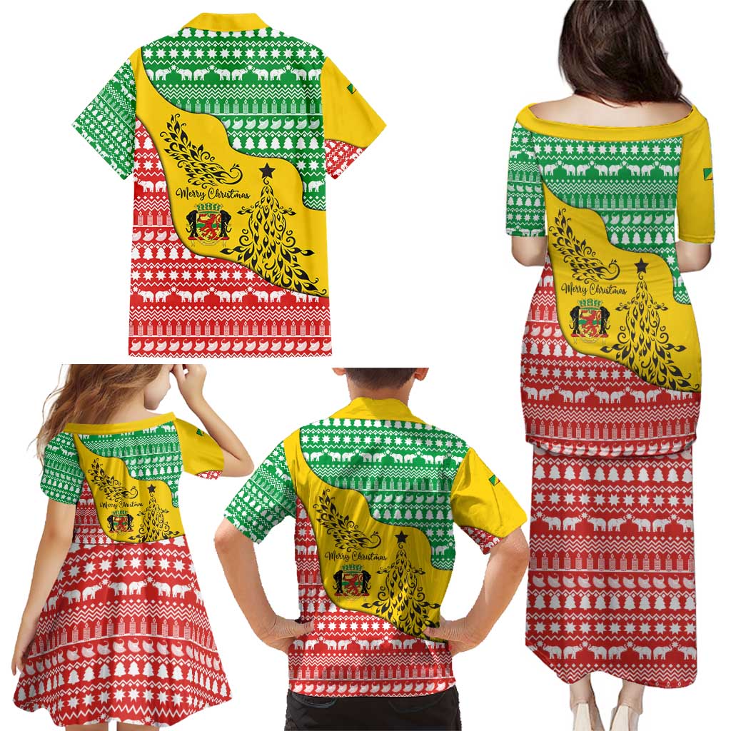 Congo Christmas Family Matching Puletasi and Hawaiian Shirt with Tribal Tree Design Coat of Arms and Animal Pattern - Wonder Print Shop