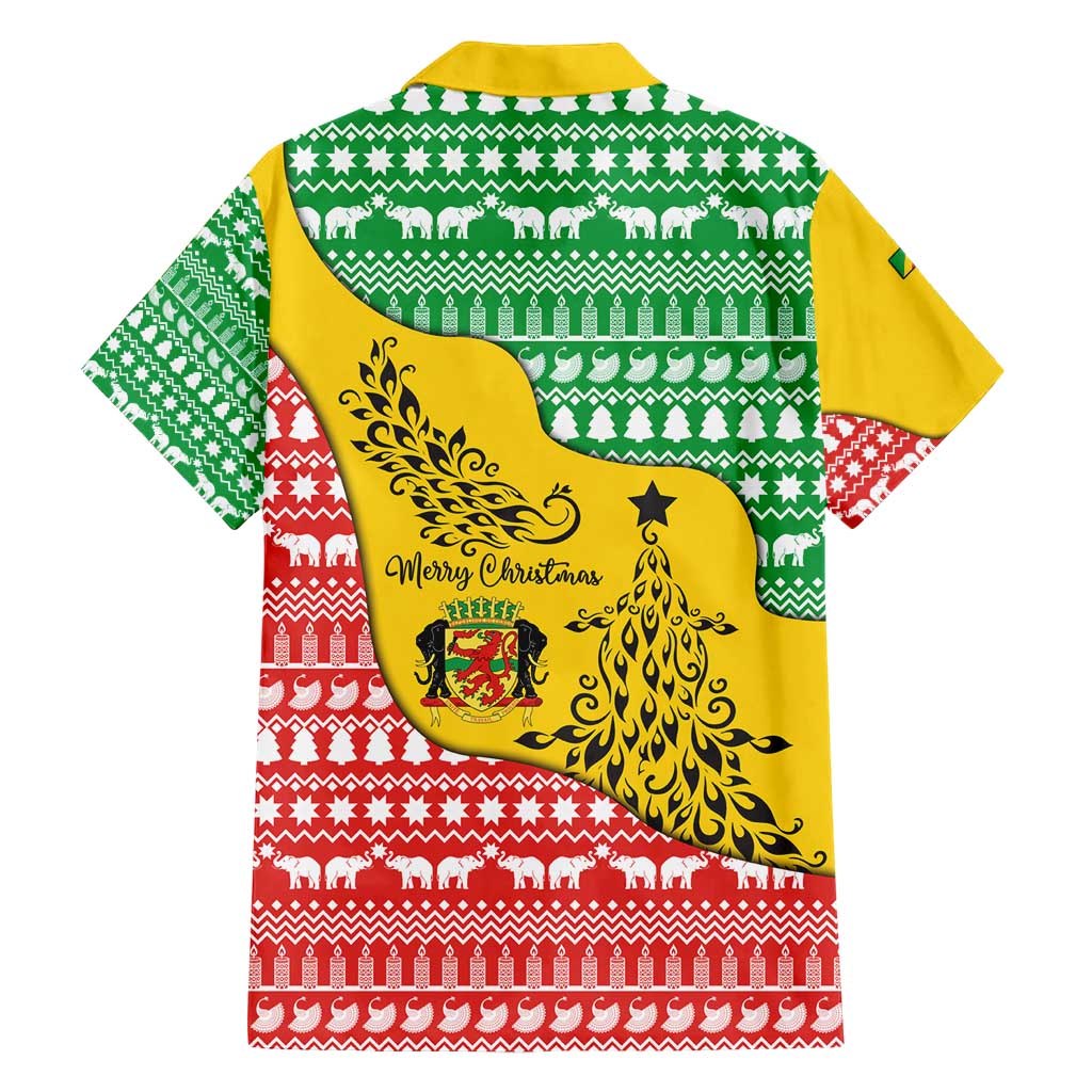 Congo Christmas Family Matching Short Sleeve Bodycon Dress and Hawaiian Shirt with Tribal Tree Design Coat of Arms and Animal Pattern - Wonder Print Shop