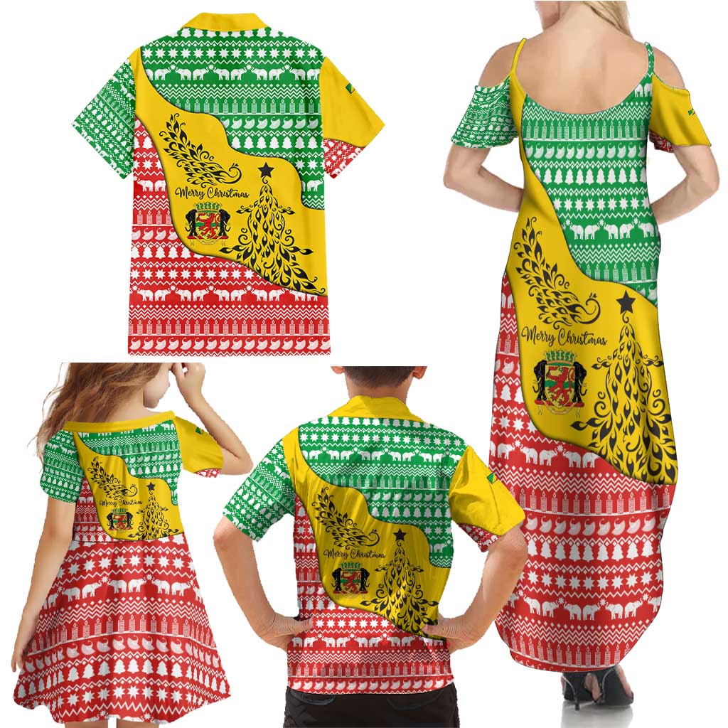 Congo Christmas Family Matching Summer Maxi Dress and Hawaiian Shirt with Tribal Tree Design Coat of Arms and Animal Pattern - Wonder Print Shop