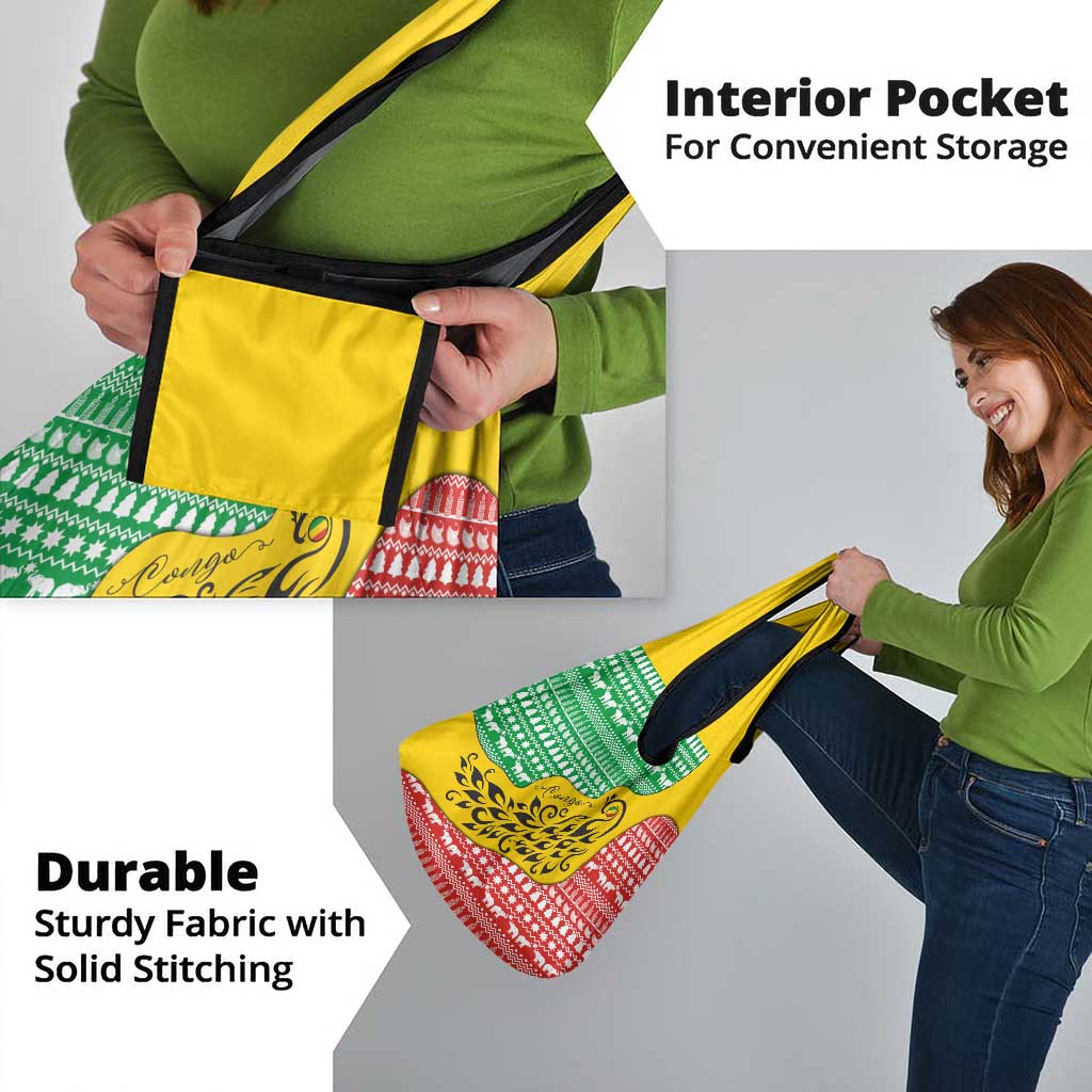 Congo Christmas Grocery Bag with Tribal Tree Design Coat of Arms and Animal Pattern - Wonder Print Shop