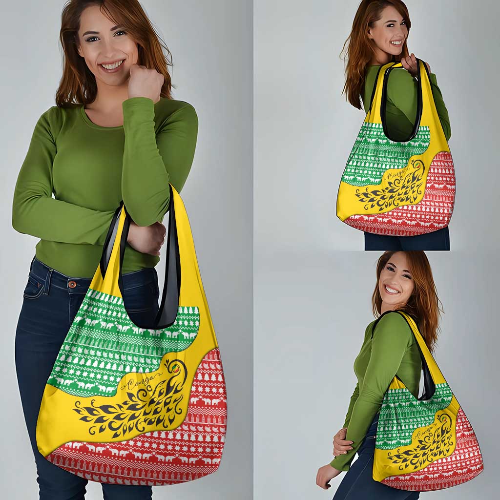Congo Christmas Grocery Bag with Tribal Tree Design Coat of Arms and Animal Pattern - Wonder Print Shop