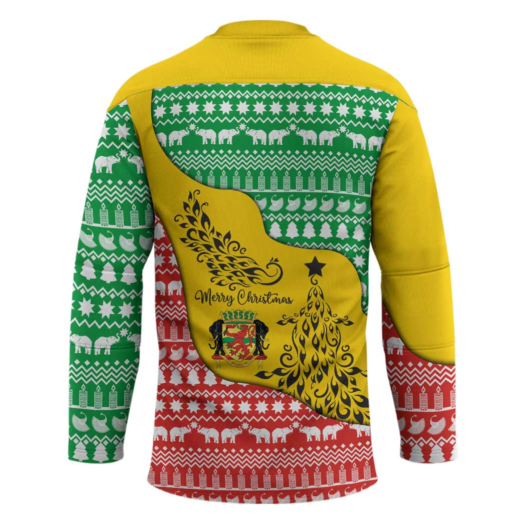Congo Christmas Hockey Jersey with Tribal Tree Design Coat of Arms and Animal Pattern - Wonder Print Shop