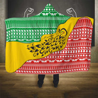 Congo Christmas Hooded Blanket with Tribal Tree Design Coat of Arms and Animal Pattern - Wonder Print Shop