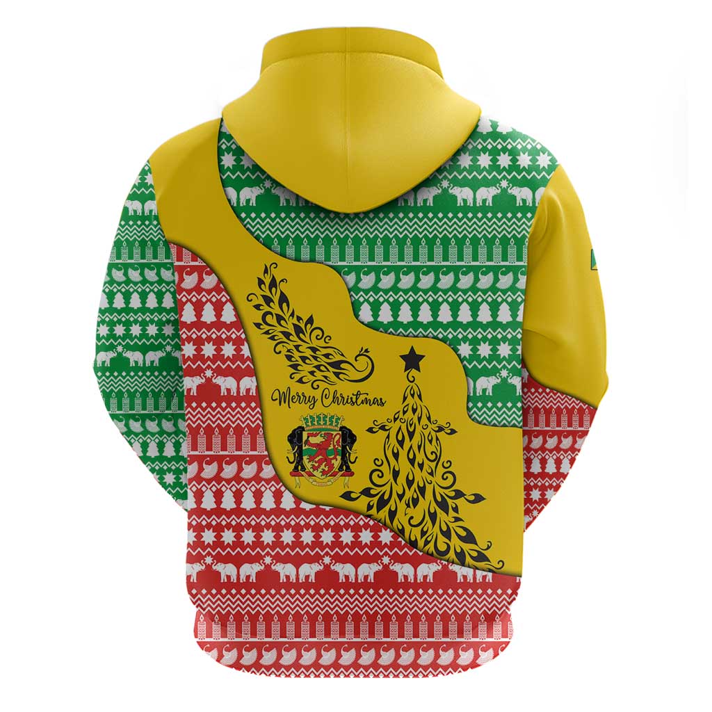 Congo Christmas Hoodie with Tribal Tree Design Coat of Arms and Animal Pattern - Wonder Print Shop