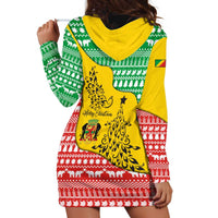 Congo Christmas Hoodie Dress with Tribal Tree Design Coat of Arms and Animal Pattern - Wonder Print Shop