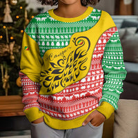 Congo Christmas Kid Ugly Christmas Sweater with Tribal Tree Design Coat of Arms and Animal Pattern - Wonder Print Shop