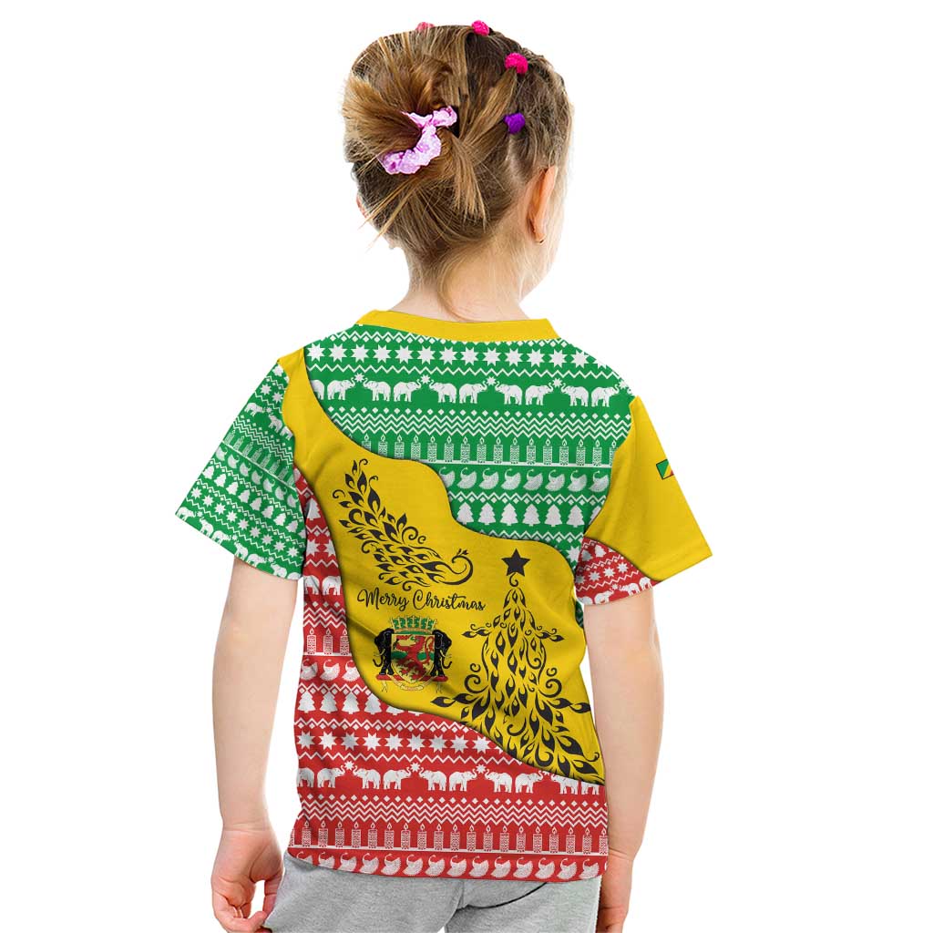 Congo Christmas Kid T Shirt with Tribal Tree Design Coat of Arms and Animal Pattern - Wonder Print Shop