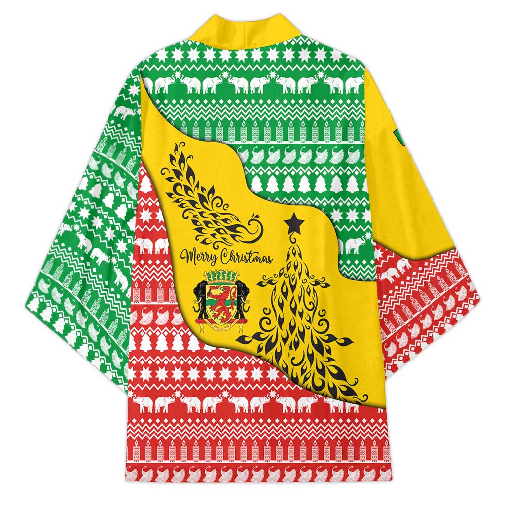 Congo Christmas Kimono with Tribal Tree Design Coat of Arms and Animal Pattern - Wonder Print Shop
