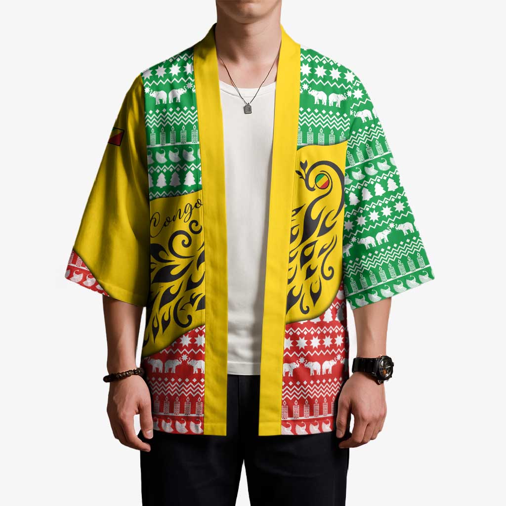 Congo Christmas Kimono with Tribal Tree Design Coat of Arms and Animal Pattern - Wonder Print Shop