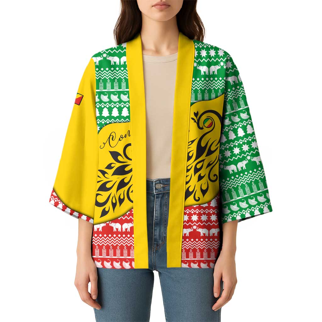 Congo Christmas Kimono with Tribal Tree Design Coat of Arms and Animal Pattern - Wonder Print Shop