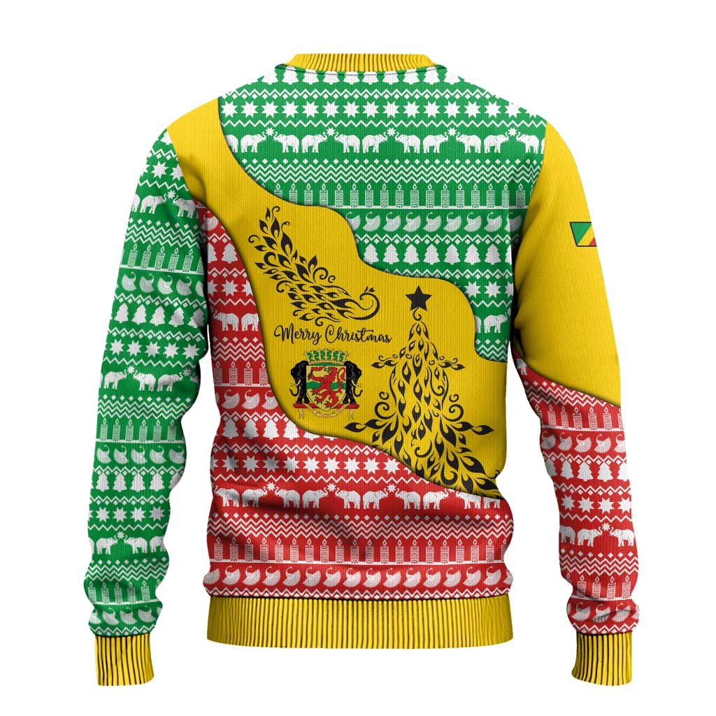 Congo Christmas Ugly Christmas Sweater with Tribal Tree Design Coat of Arms and Animal Pattern - Wonder Print Shop