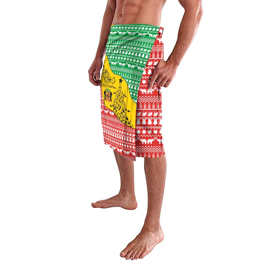 Congo Christmas Lavalava with Tribal Tree Design Coat of Arms and Animal Pattern - Wonder Print Shop