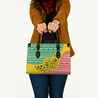 Congo Christmas Leather Bag with Tribal Tree Design Coat of Arms and Animal Pattern - Wonder Print Shop