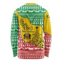 Congo Christmas Long Sleeve Shirt with Tribal Tree Design Coat of Arms and Animal Pattern - Wonder Print Shop