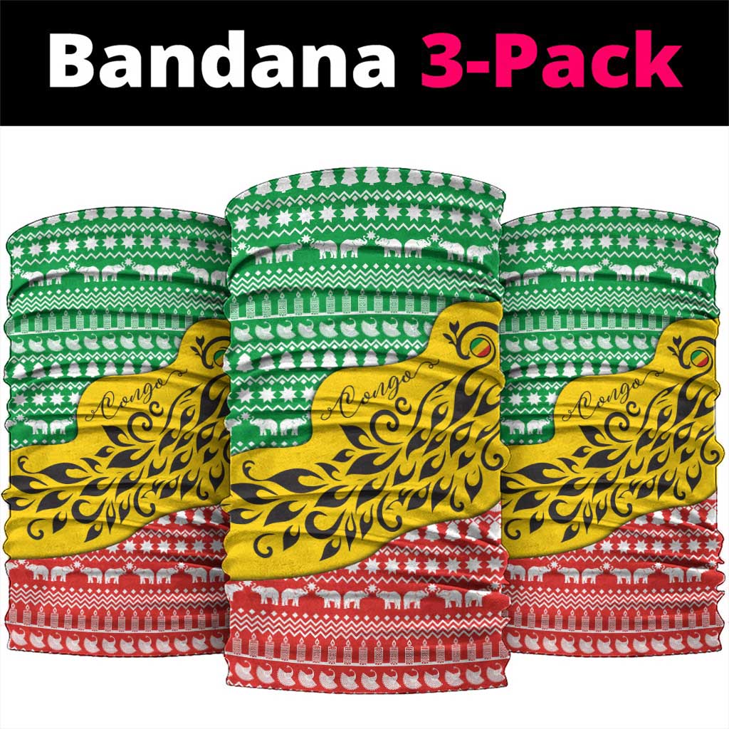 Congo Christmas Neck Gaiter with Tribal Tree Design Coat of Arms and Animal Pattern - Wonder Print Shop