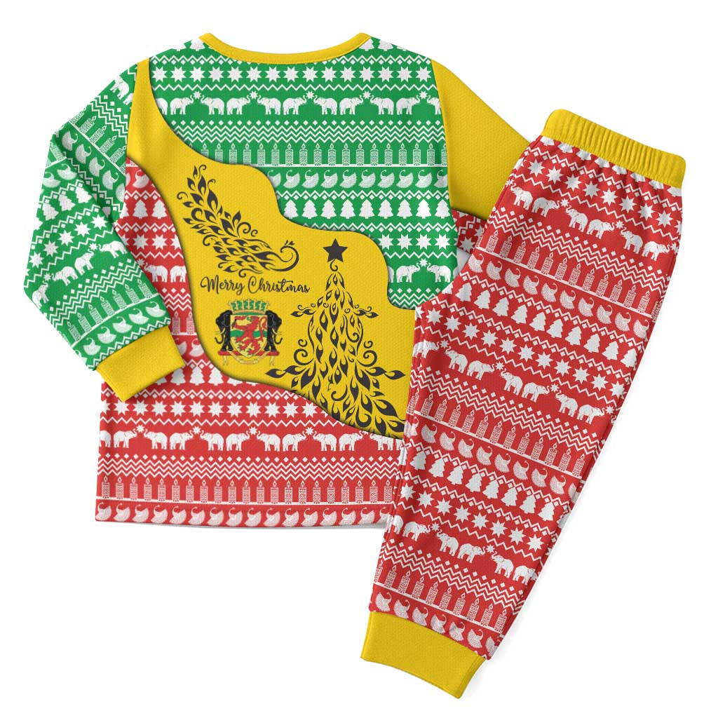 Congo Christmas Pajama Set with Tribal Tree Design Coat of Arms and Animal Pattern - Wonder Print Shop