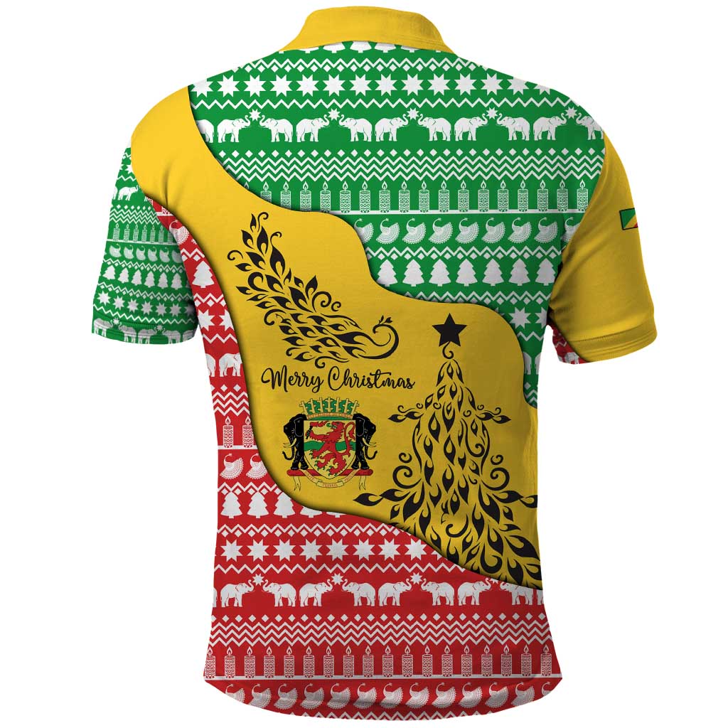 Congo Christmas Polo Shirt with Tribal Tree Design Coat of Arms and Animal Pattern - Wonder Print Shop