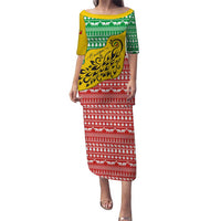 Congo Christmas Puletasi with Tribal Tree Design Coat of Arms and Animal Pattern - Wonder Print Shop