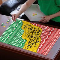 Congo Christmas Puzzle with Tribal Tree Design Coat of Arms and Animal Pattern - Wonder Print Shop
