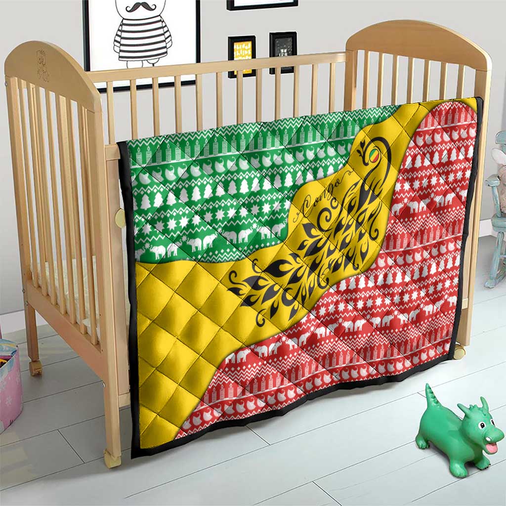 Congo Christmas Quilt with Tribal Tree Design Coat of Arms and Animal Pattern - Wonder Print Shop