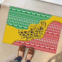 Congo Christmas Rubber Doormat with Tribal Tree Design Coat of Arms and Animal Pattern - Wonder Print Shop