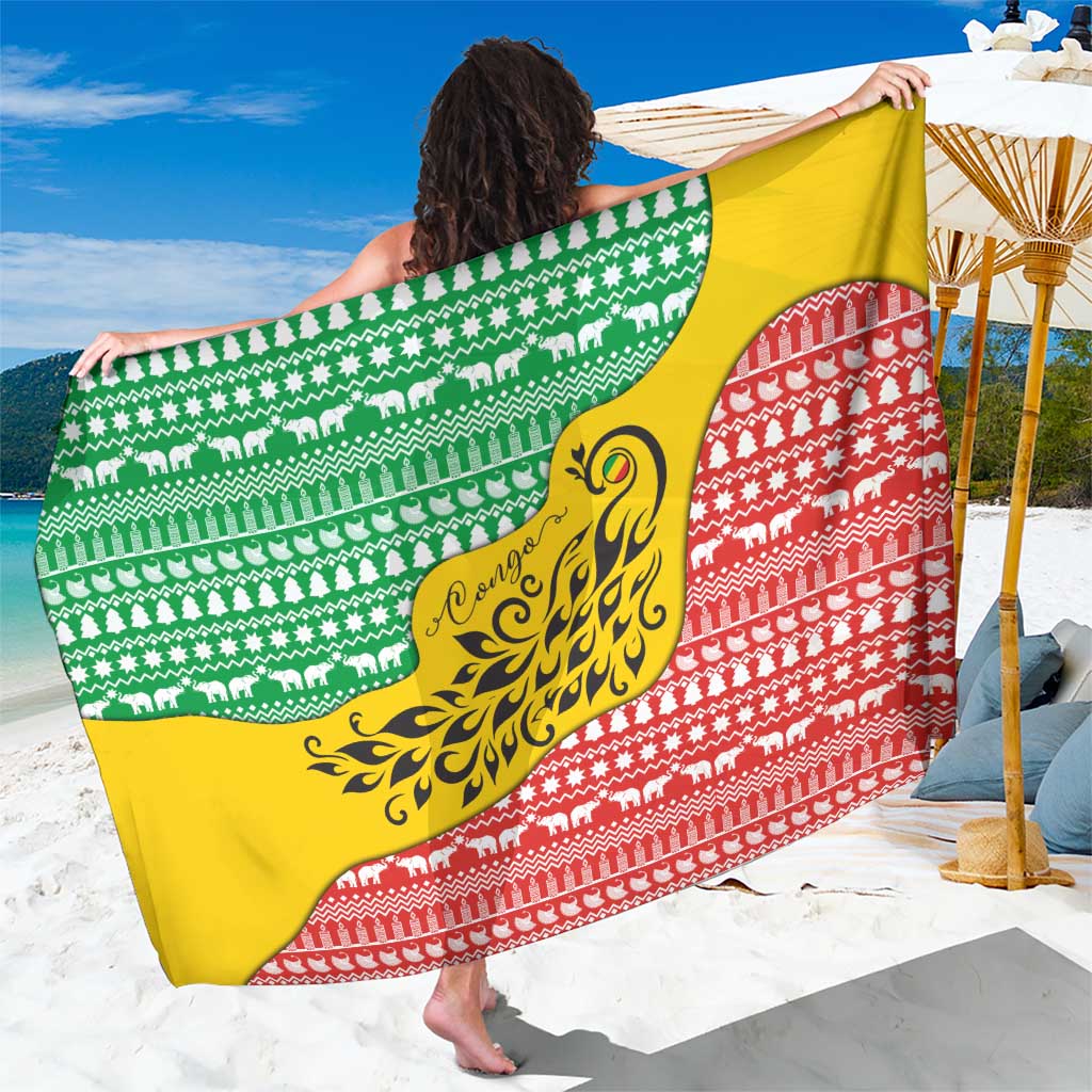 Congo Christmas Sarong with Tribal Tree Design Coat of Arms and Animal Pattern - Wonder Print Shop